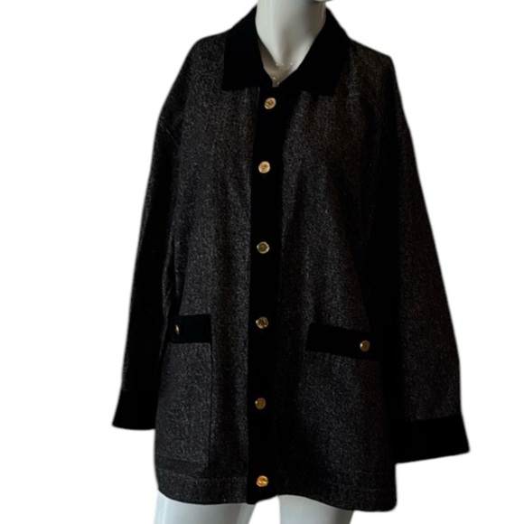 Escada By Margaretha Ley Black Silk & Velvet Trim Jacket Size 34 - Picture 12 of 12